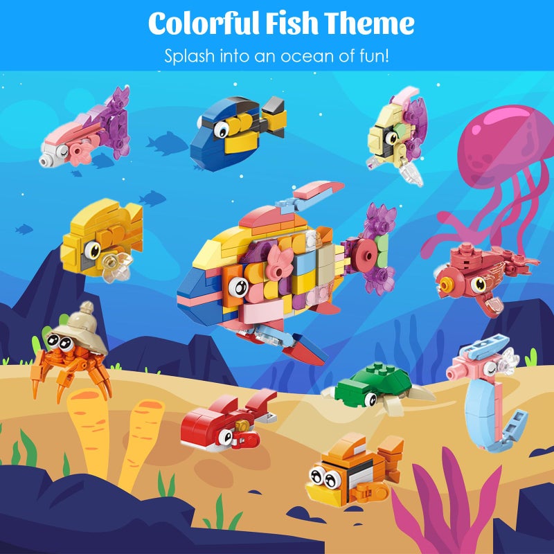 GOLDGE 30 Packs Animal Party Favors for Kids, 999+ PCS Mini Building Blocks, 3 Styles Dinosaur/Sea/Forest 10-in-1 Models, Goodie Bag Fillers, Classroom Treasure Box Toys for Boys & Girls Ages 6+ - Image 4